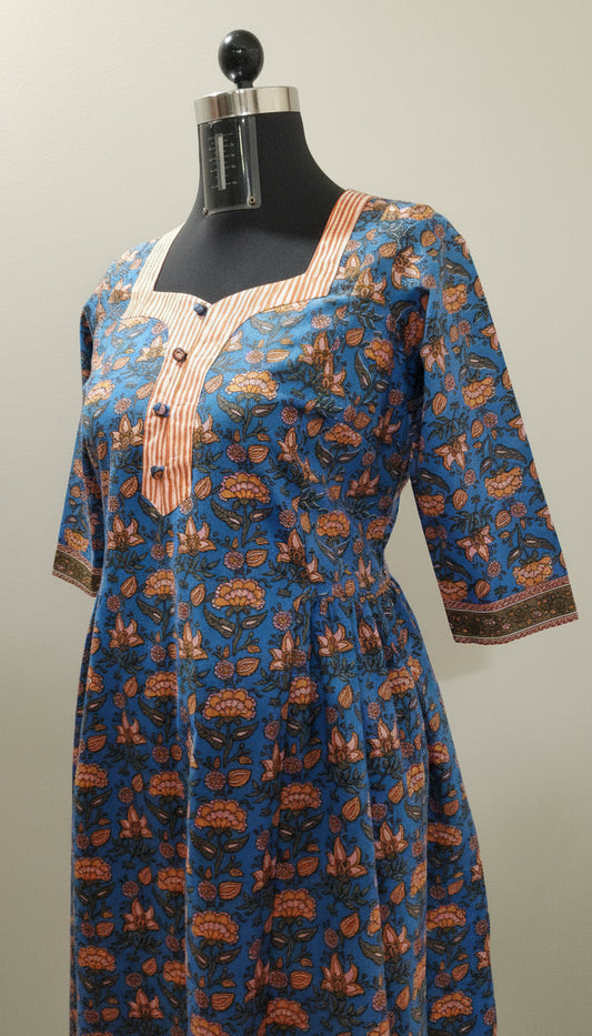 Floral Cotton Co-Ord Set – Frock Top & Palazzo Pants, 100% Cotton.