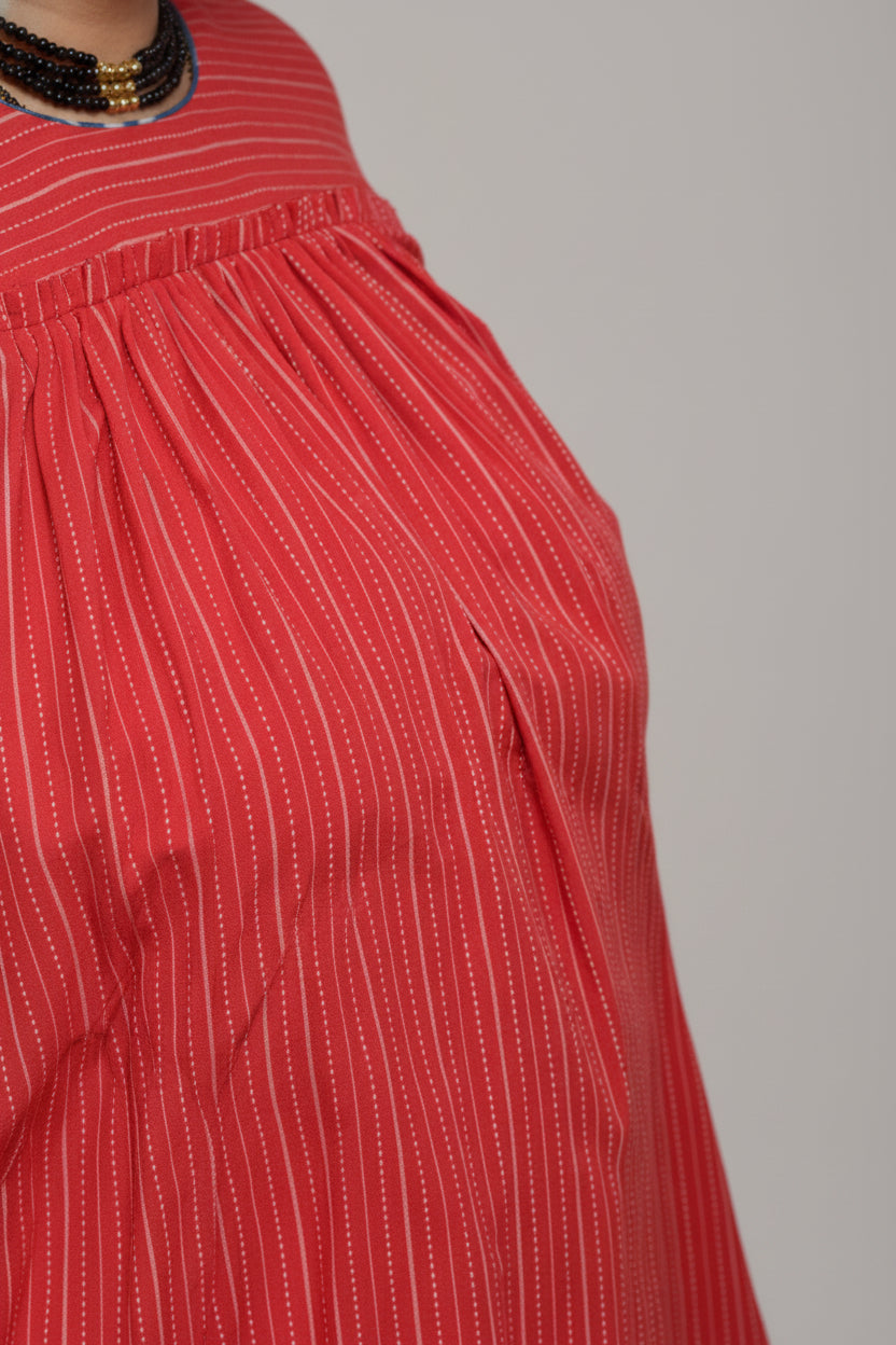 Short Yoke Dress - Red
