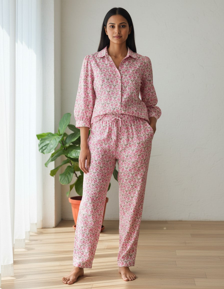 The Peter Pan Set - Pink Floral Loungewear