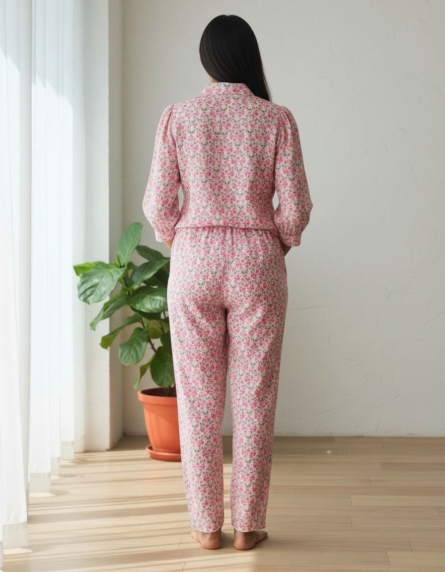 The Peter Pan Set - Pink Floral Loungewear