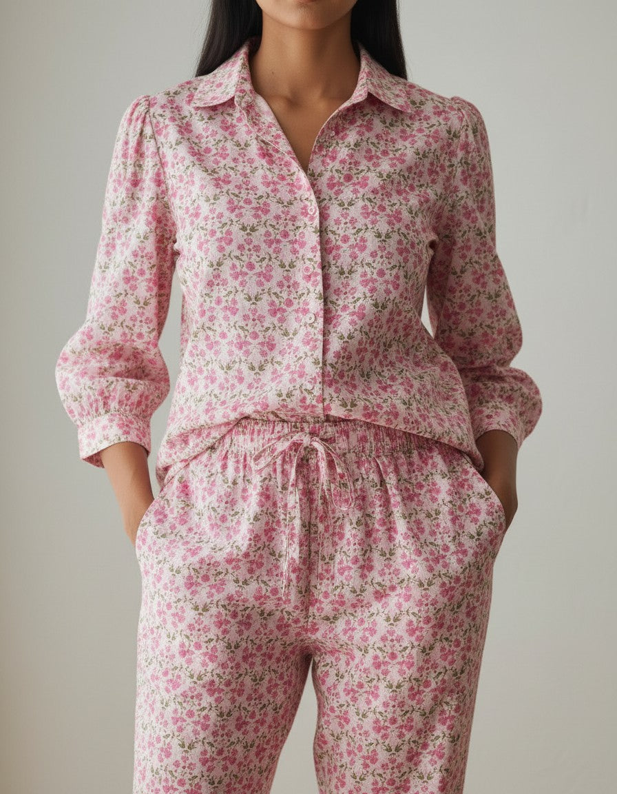 The Peter Pan Set - Pink Floral Loungewear